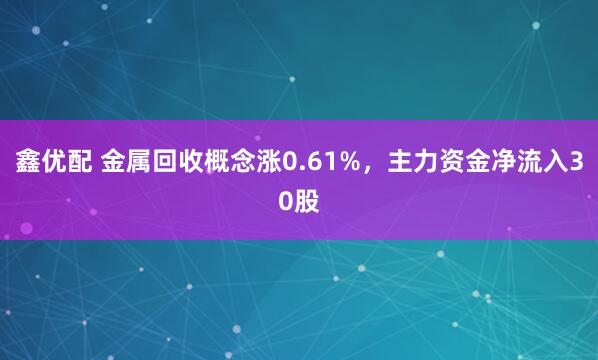 鑫优配 金属回收概念涨0.61%，主力资金净流入30股